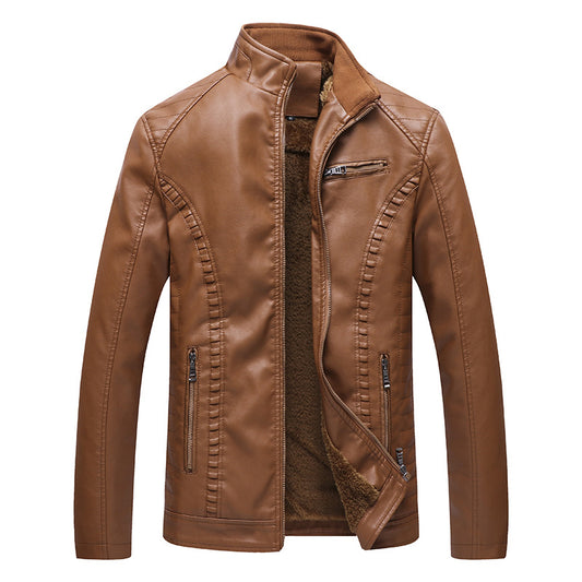 Fleece Warm Leather Jacket PU Leather Jacket