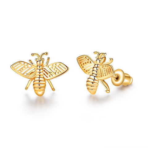 3 Styles Korean Inlaid Crystal Rhinestone Bee Earings For Women Sweet Beauty Simple Atmosphere Stud Earrings D333