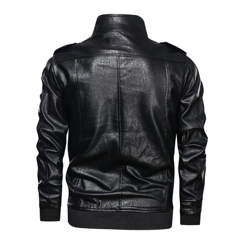 Leather Jacket Spring And Autumn Men'S Jacket Sports Leather Jacket Washed Retro Leather Jacket