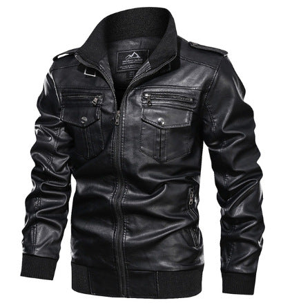 Leather Jacket Spring And Autumn Men'S Jacket Sports Leather Jacket Washed Retro Leather Jacket