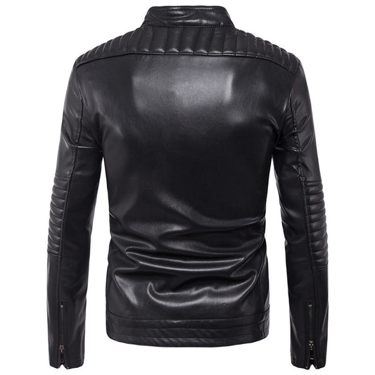 Men's Motorcycle Zipper Leather Jacket Handsome Leather Jacket