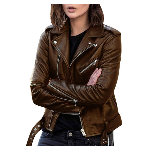 Zip leather jacket