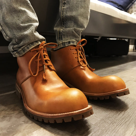 Work Boots Men's Short Boots Genuine Leather Handmade Retro