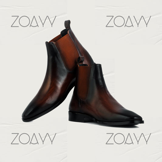 Como Brown genuine leather ankle boots men's shoes