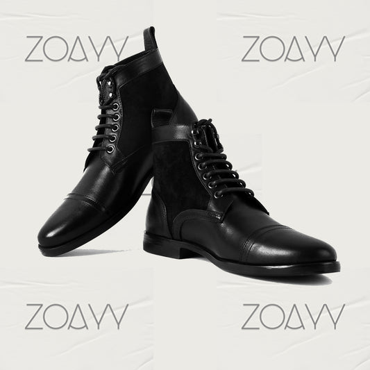 Robusta Black genuine leather ankle boots men's shoes