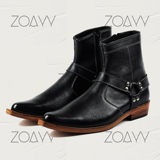 Marsden Black genuine leather ankle boots men's shoes