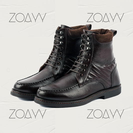 Eldridge Burgundy Brown genuine leather ankle boots for men's