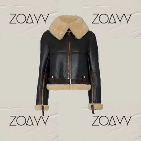 Women's Genuine Leather Jacket Brown ZJ-FFJ-L12001-B