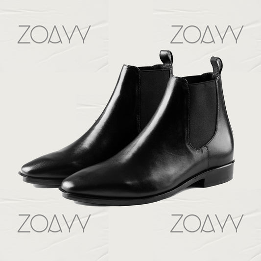 Aversa Black genuine leather ankle boots men's shoes