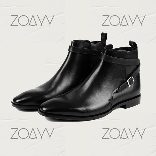 Calabria Black genuine leather ankle boots men's shoes