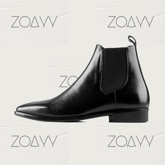 Aversa Black genuine leather ankle boots men's shoes
