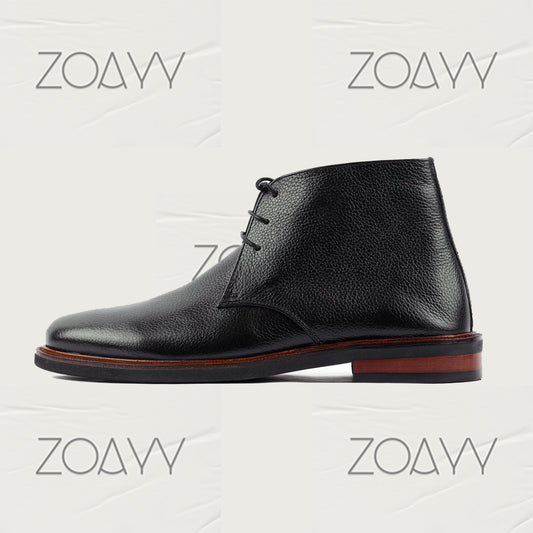 Fulton Black genuine leather ankle boots men's shoes