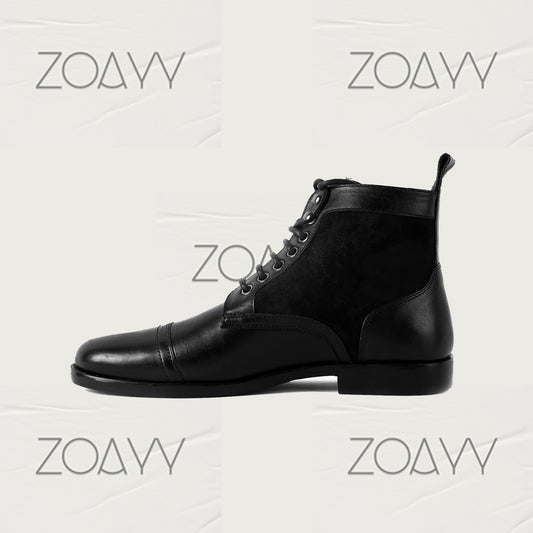 Robusta Black genuine leather ankle boots men's shoes