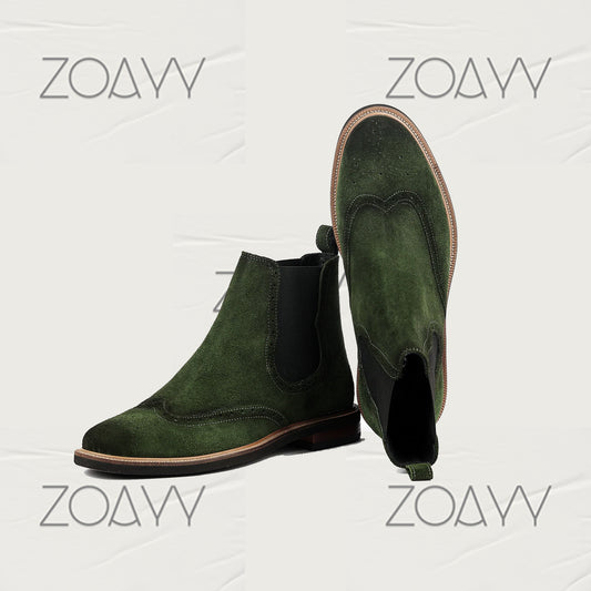 Genoa Green genuine leather ankle boots men's shoes