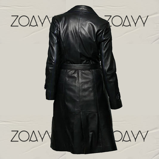 Women's  Genuine Leather Winter Were Long Coat, Jackets Black