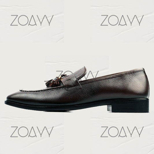 ZOAYY Tassel Brown shoes genuine leather Handmade Loafers