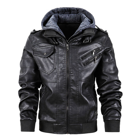 Leather men's jackets stand collar men.