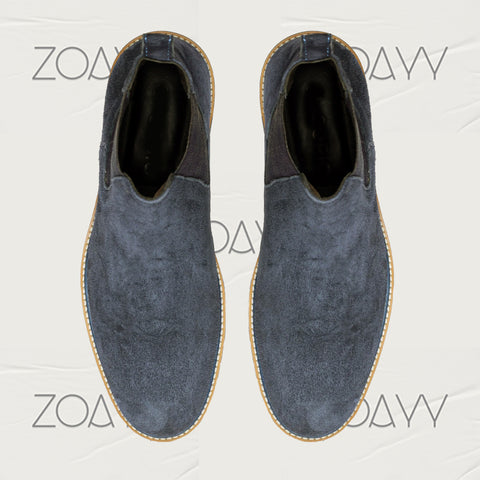 Thiago Blue genuine leather ankle boots men's shoes