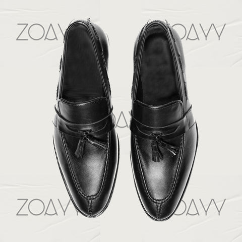 ZOAYY Bolton Black shoes genuine leather Handmade Loafers Men's
