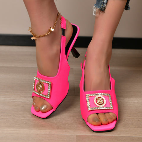 Square Toe Sandals Fish Mouth High Heel Shoes Summer Fashion Sexy Dopamine-style Sandals For Women