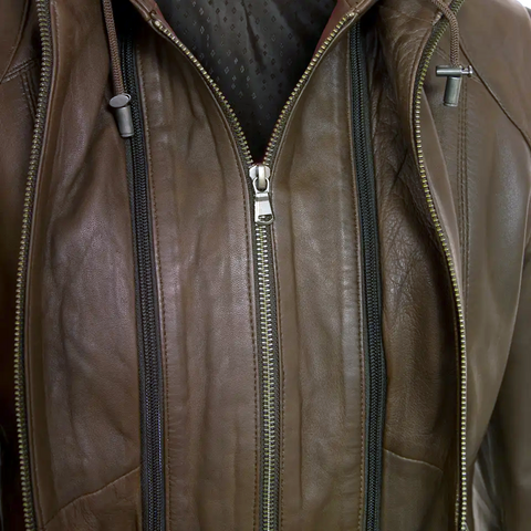 Women's Genuine Leather Bomber Jacket Brown