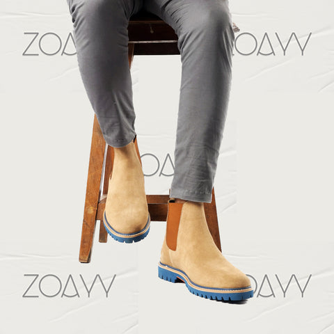 Alvaro Camel genuine leather ankle boots men's shoes