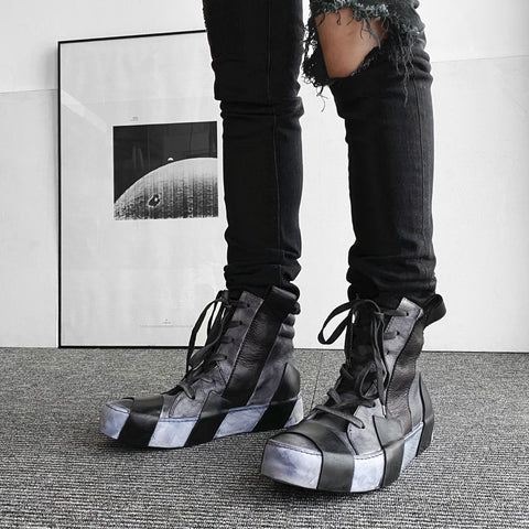 Men's Leather Casual High Top Shoes