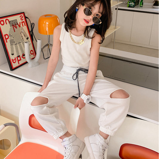 Summer Short Sleeve Suit Girls' Korean Style Trendy Child Clothing