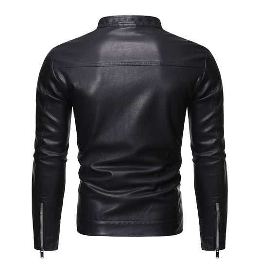 Men's leather jacket motorcycle jacket