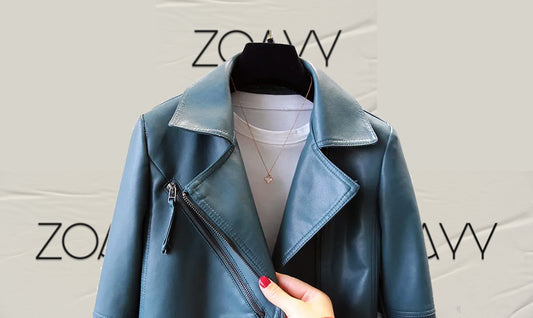 Women's Genuine Leather Jacket Casual Wear Blue