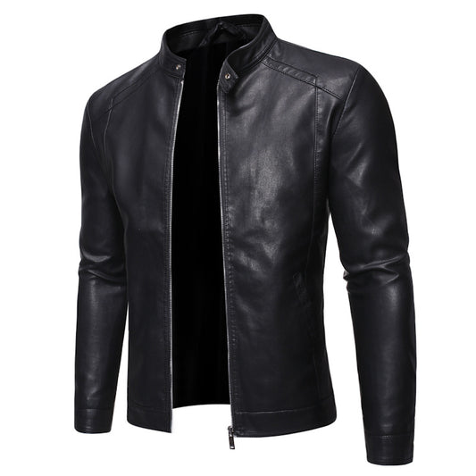 Men's leather jacket motorcycle jacket