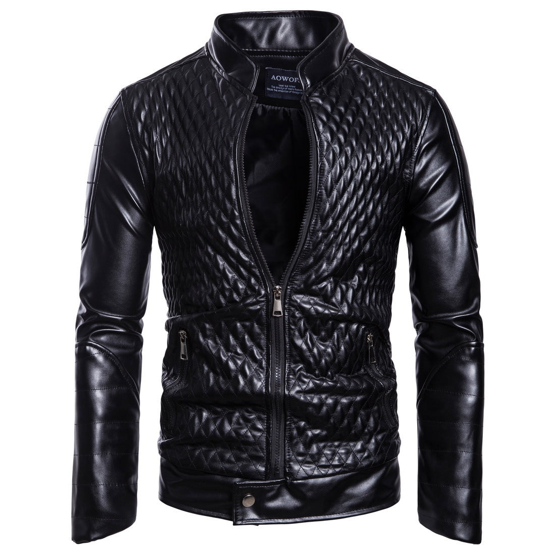 Long Sleeve Zipper Cardigan Jacket Leather Jacket Leather Coat