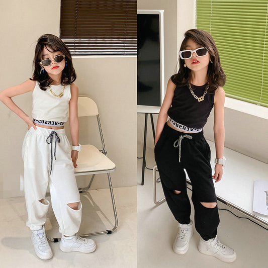 Summer Short Sleeve Suit Girls' Korean Style Trendy Child Clothing