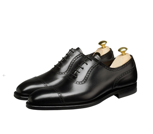Black Albanny Oxford Shoes 100% Handmade Pure Hand Grade Calf Leather