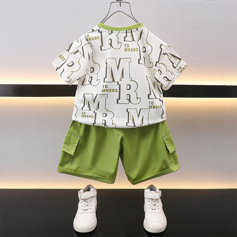 Summer Handsome Fashionable Children's T-shirt Two-piece Set