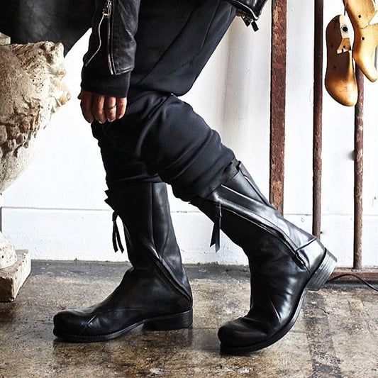 Japanese Irregular Deconstructed Leather Boots Men Retro