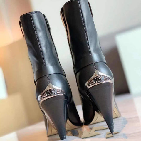 New High Heel Low Tube Pointed Toe Women's Boots Personality
