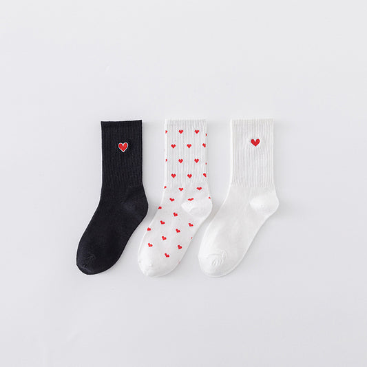Women's Summer Embroidery Love Pure Cotton Socks