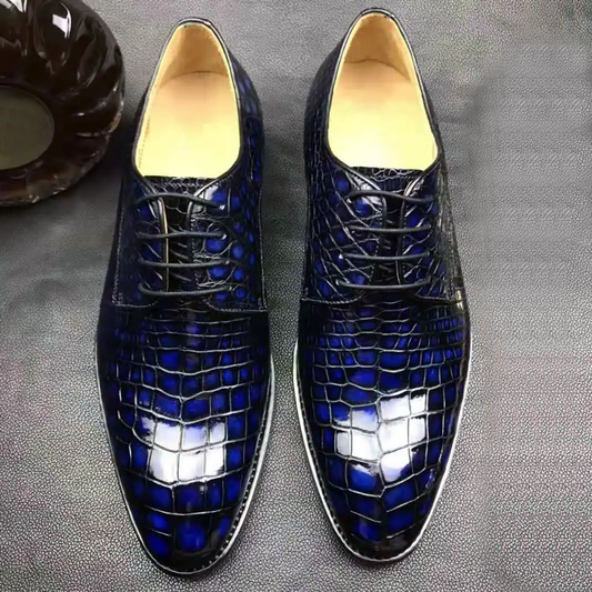 Zoayy Top Grade Leather Crocodile Print Men's Dress Shoes