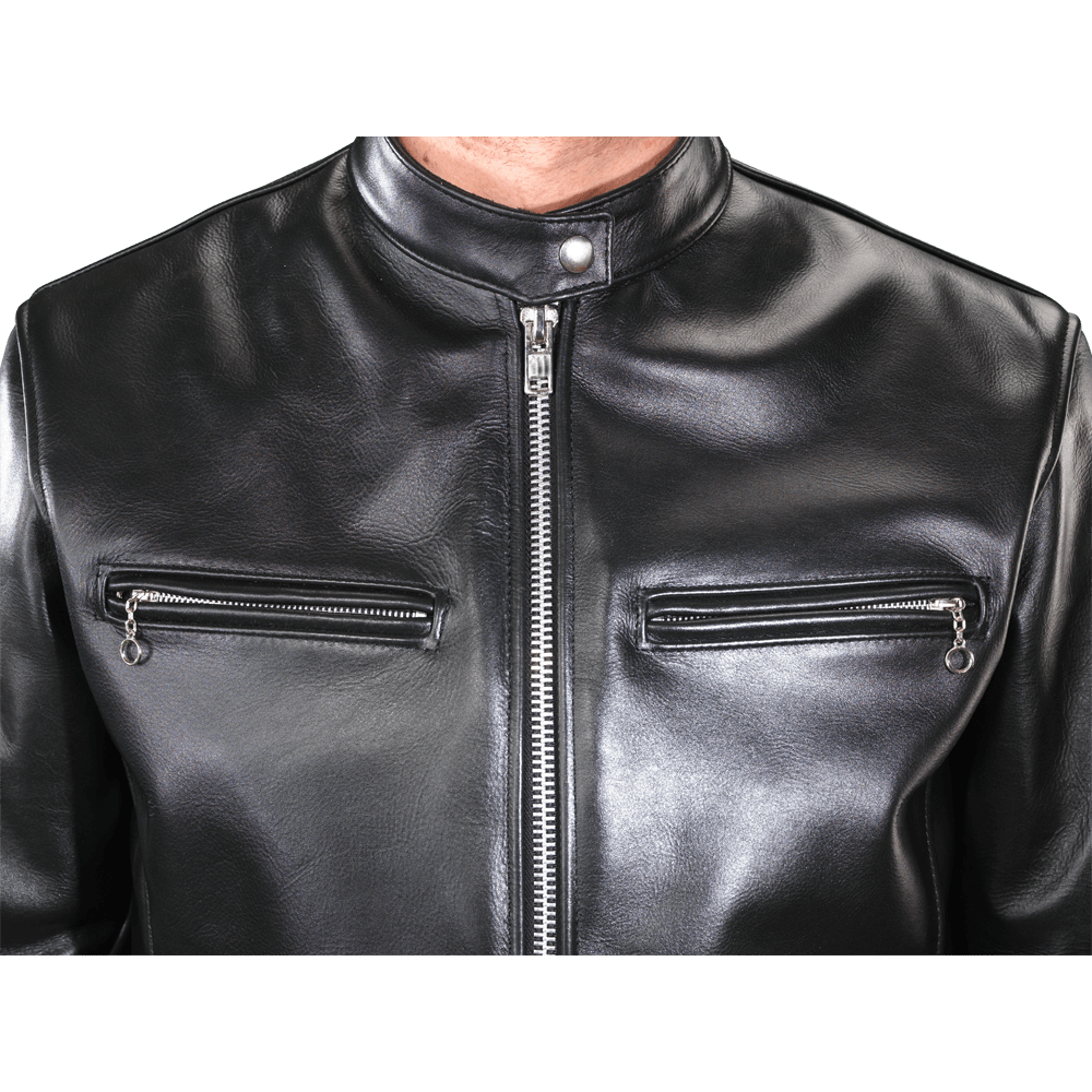 Comet 60s Style Black Leather Biker Motorcycle Jacket
